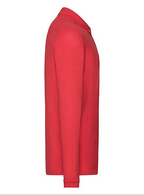 Червоне поло чоловіче з довгим рукавом Premium l/s polo Fruit of the loom, фото 3