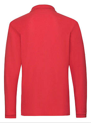 Червоне поло чоловіче з довгим рукавом Premium l/s polo Fruit of the loom, фото 4