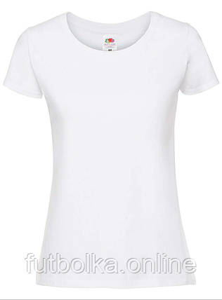 Біла футболка жіноча преміум якість Ringspun premium T LADY-FIT Fruit of the loom, фото 1
