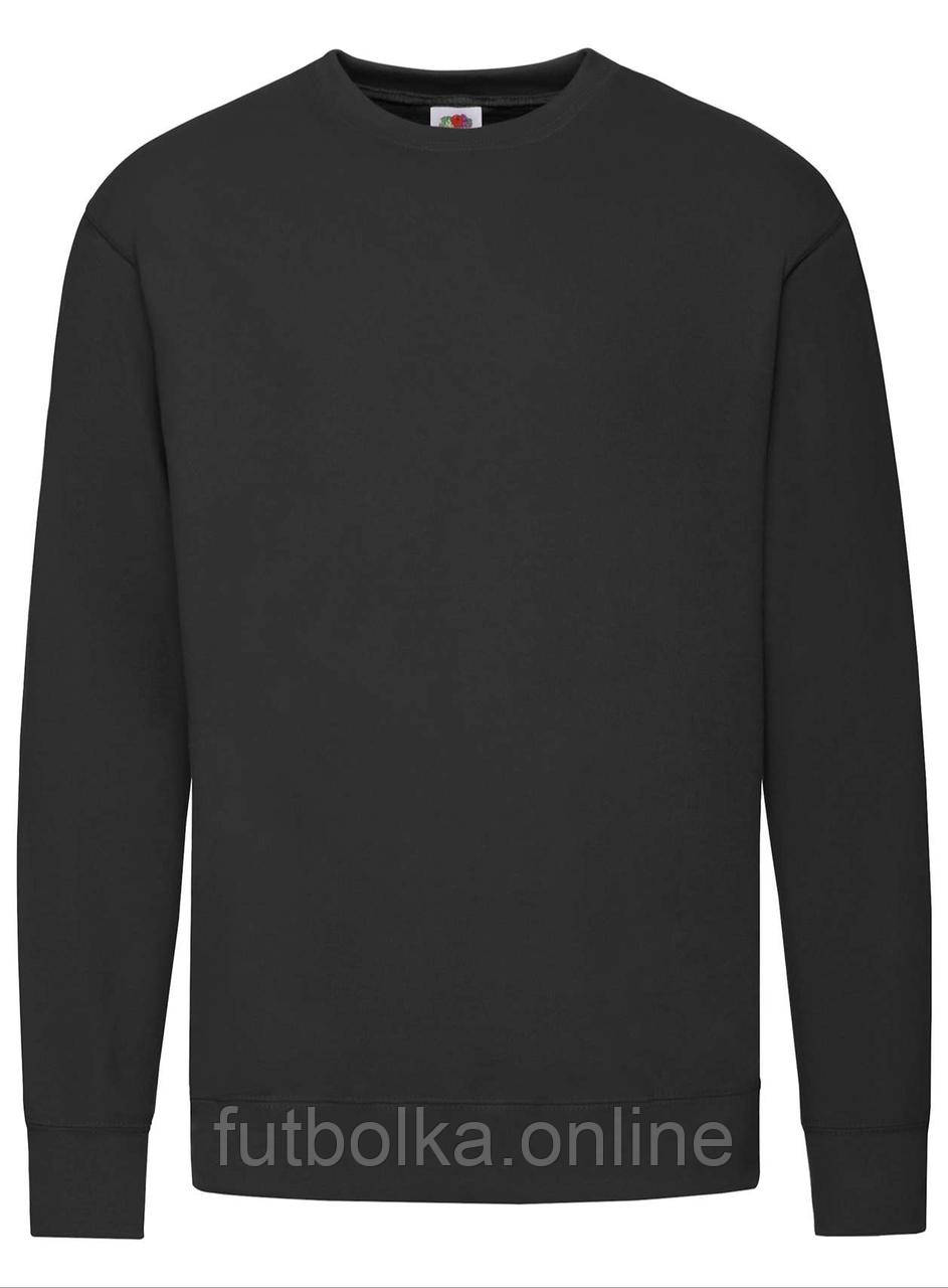 Чорний светр чоловічий легкий Lightweight set-in sweat Fruit of the loom