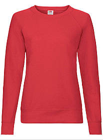 Червоний жіночий світшот легкий Lightweight raglan sweat lady-fit Fruit of the loom