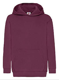 Бордова толстовка дитяча тепла hooded sweat kids Fruit of the loom