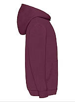 Бордова толстовка дитяча тепла hooded sweat kids Fruit of the loom, фото 2