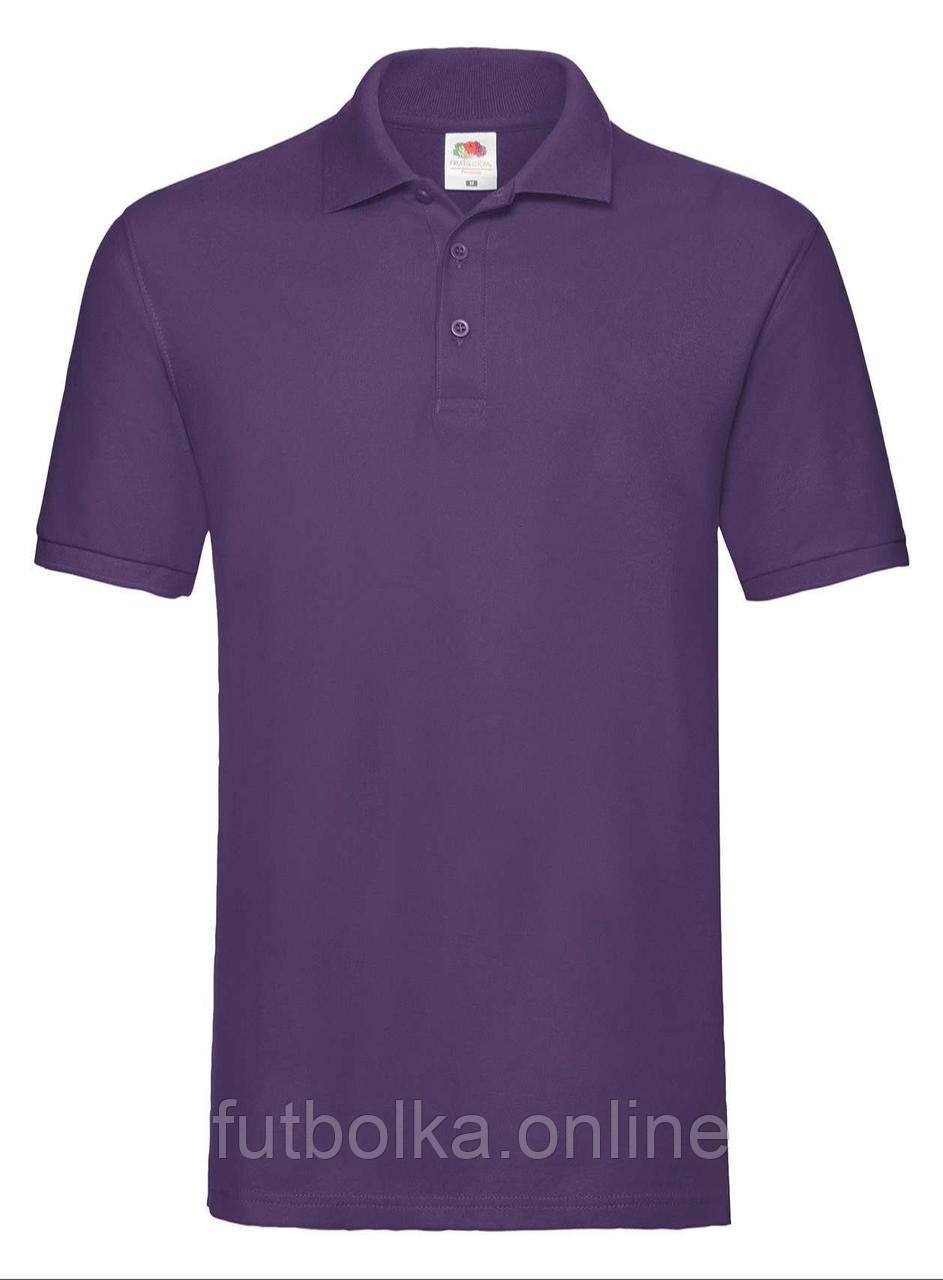 Фіолетова футболка поло чоловіча преміум Premium polo Fruit of the loom
