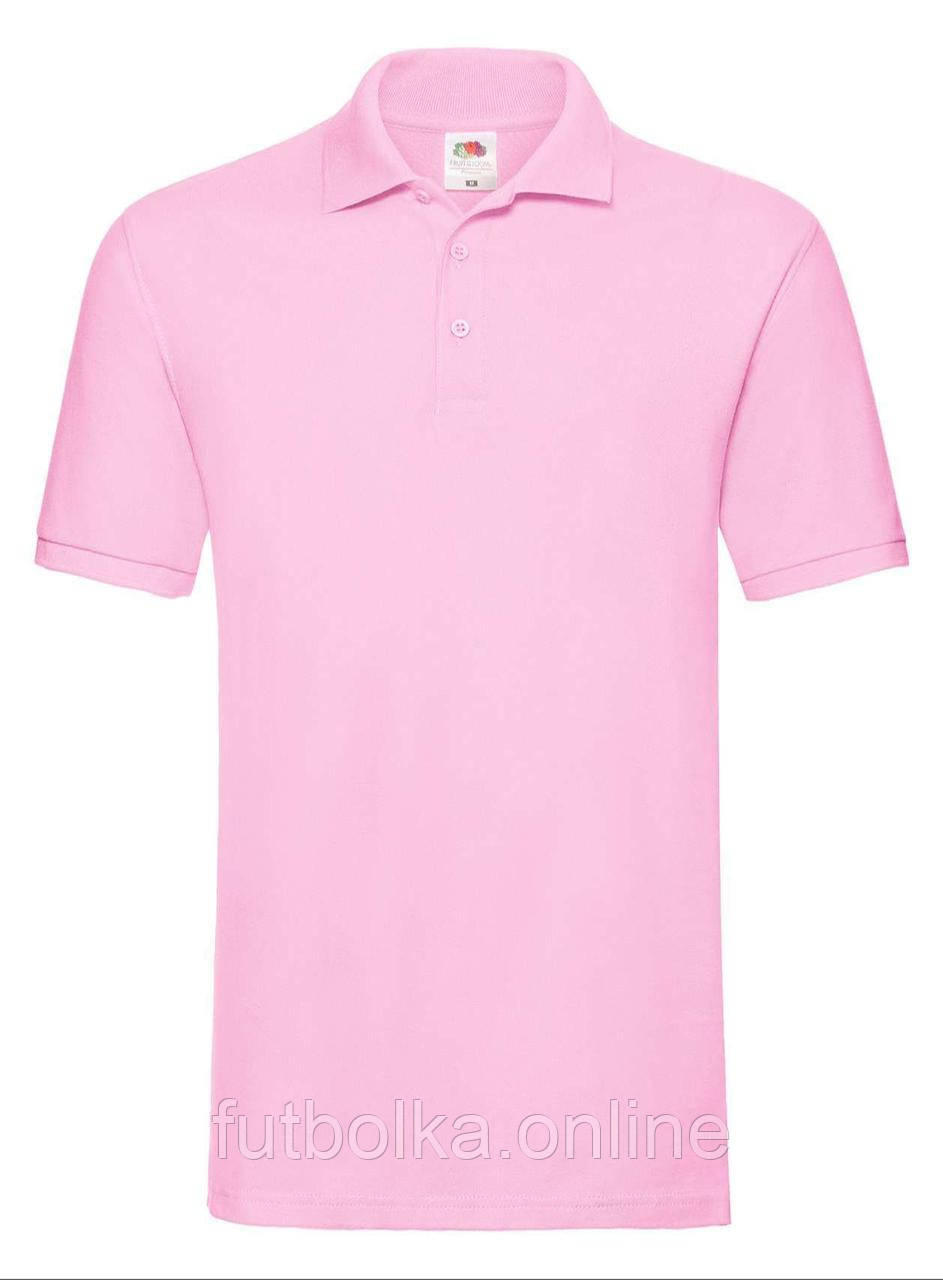 Світло-Рожева футболка поло чоловіча преміум Premium polo Fruit of the loom