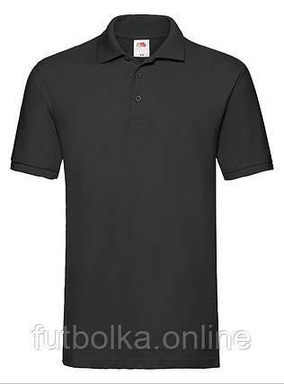 Чорна футболка поло чоловіча преміум Premium polo Fruit of the loom, фото 1