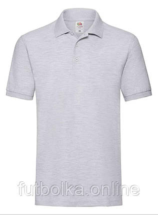 Сіро-Лілова футболка поло чоловіча преміум Premium polo Fruit of the loom, фото 1