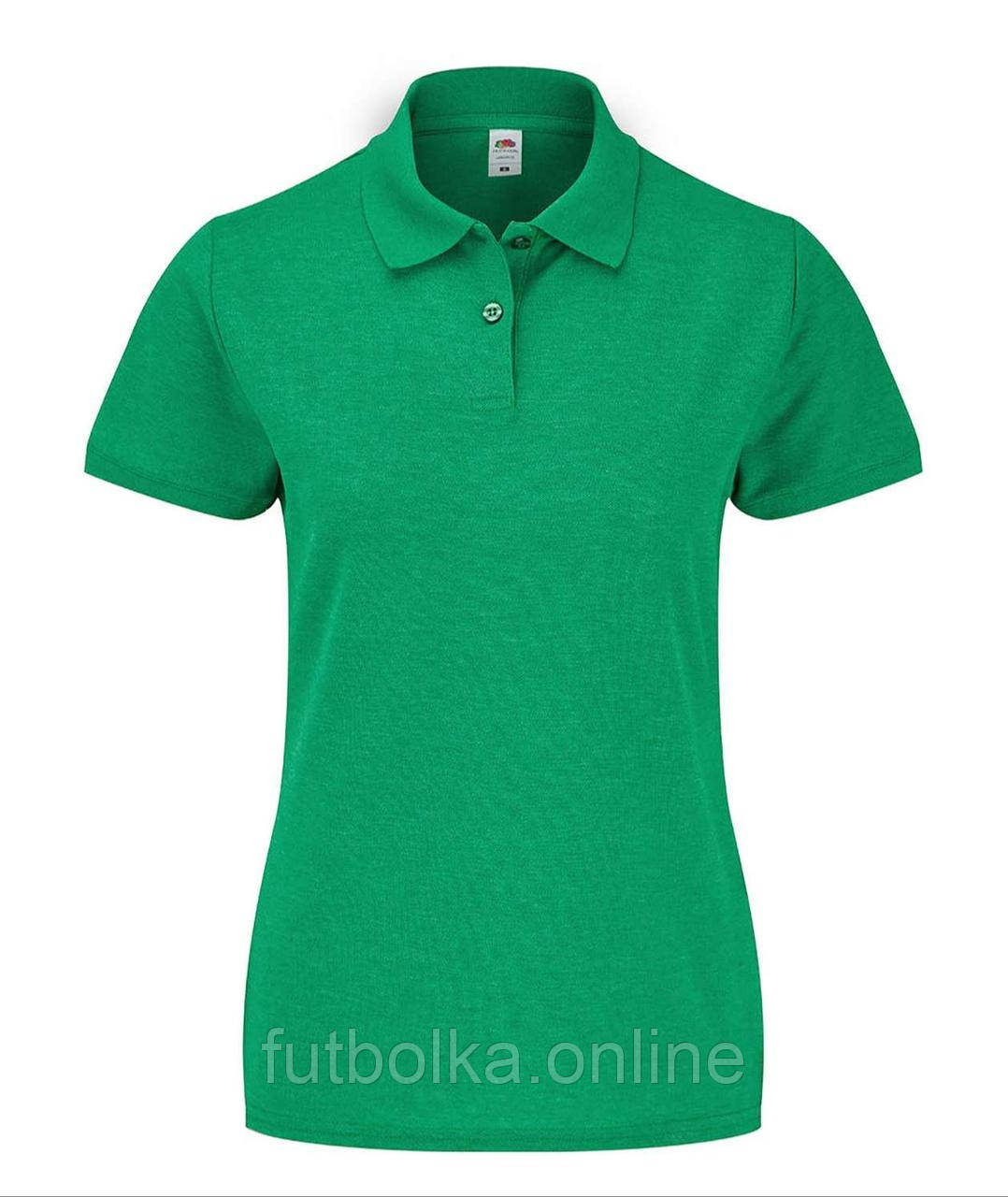 Зелене Меланжеве поло жіноче лакост 65/35 Polo lady-fit Fruit of the loom