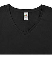 Чорна футболка жіноча з V-подібним вирізом Ladies Iconic 150 V Neck T-Shirt Fruit of the loom, фото 4