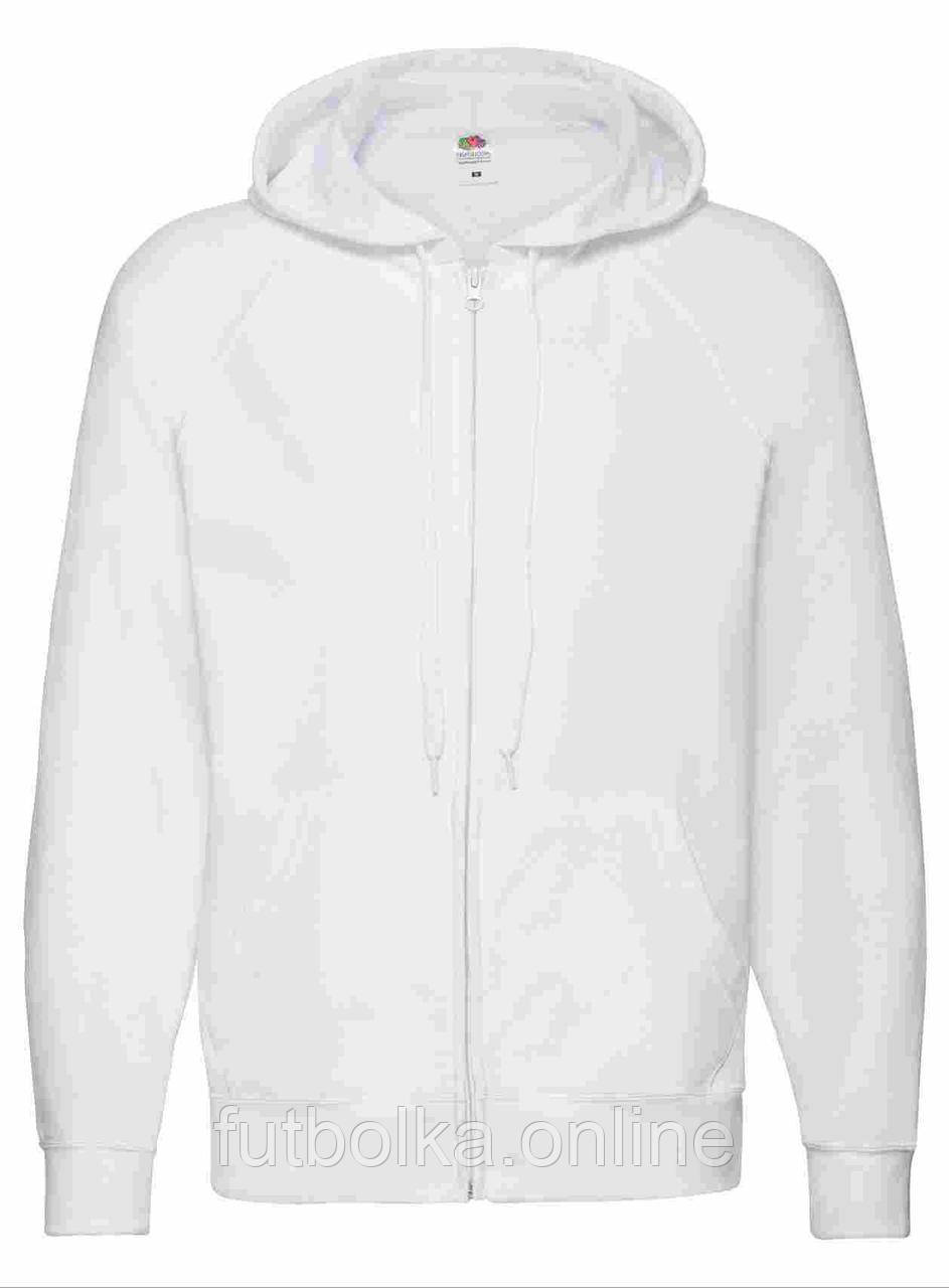 Біла толстовка чоловіча легка Lightweight hooded sweat jacket Fruit of the loom