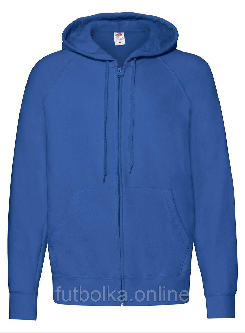 Яскраво-Синя толстовка чоловіча легка Lightweight hooded sweat jacket Fruit of the loom