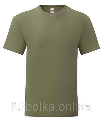 Оливкова футболка чоловіча полегшена Iconic Fruit of the loom, фото 1