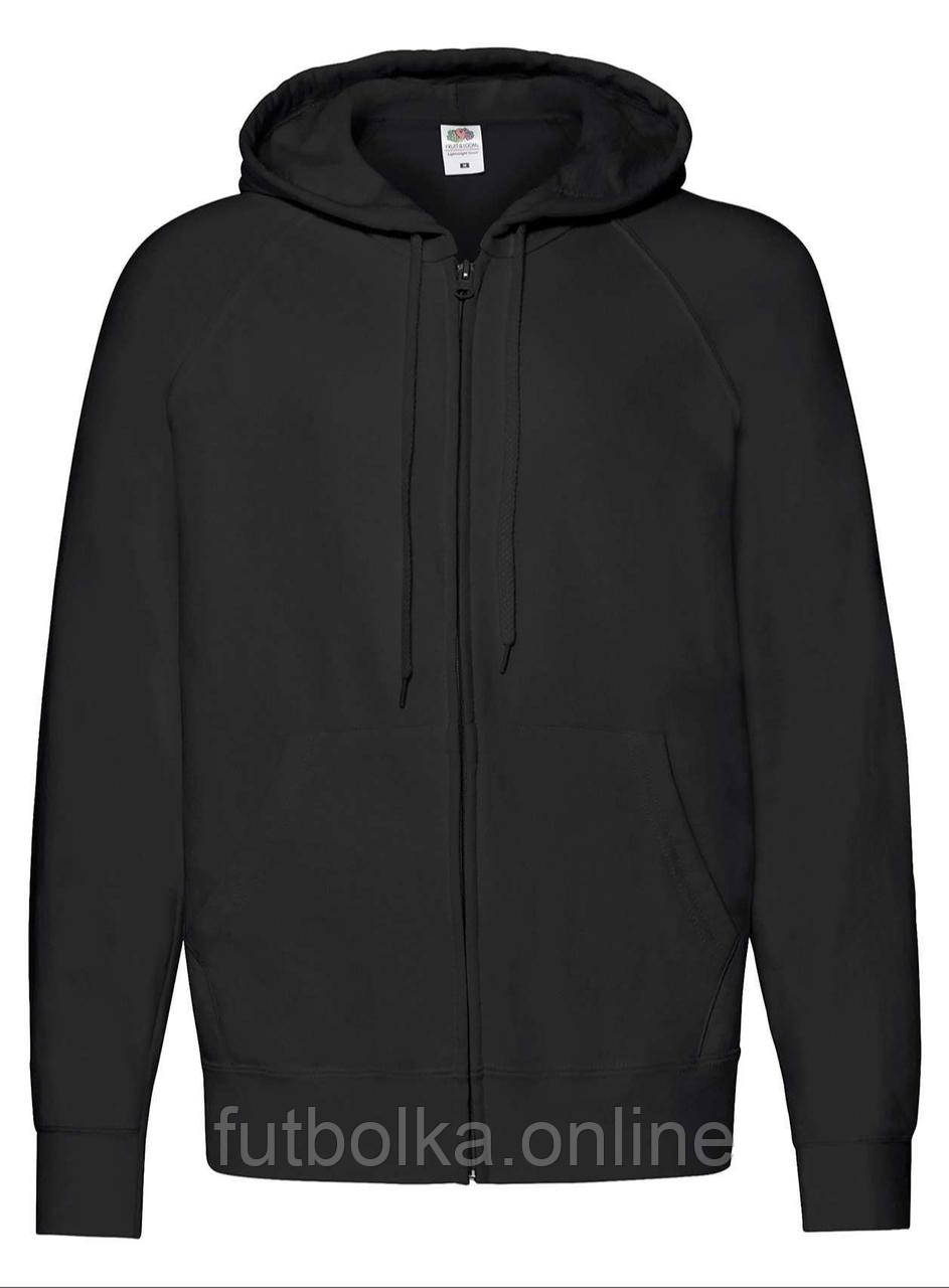 Чорна толстовка чоловіча легка Lightweight hooded sweat jacket Fruit of the loom