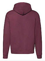 Бордовий худі чоловічий теплий Premium hooded sweat jacket Fruit of the loom, фото 4