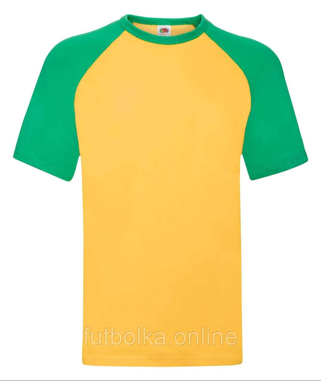 Сонячно-Жовта чоловіча футболка кольоровий рукав Valueweight Baseball Fruit of the loom