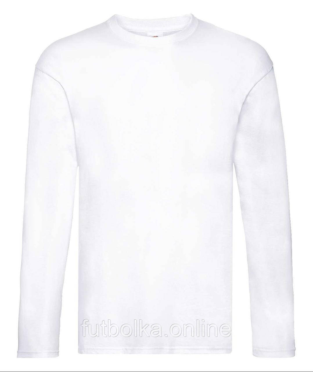 Біла футболка з довгим рукавом чоловіча легка Original long sleeve T Fruit of the loom