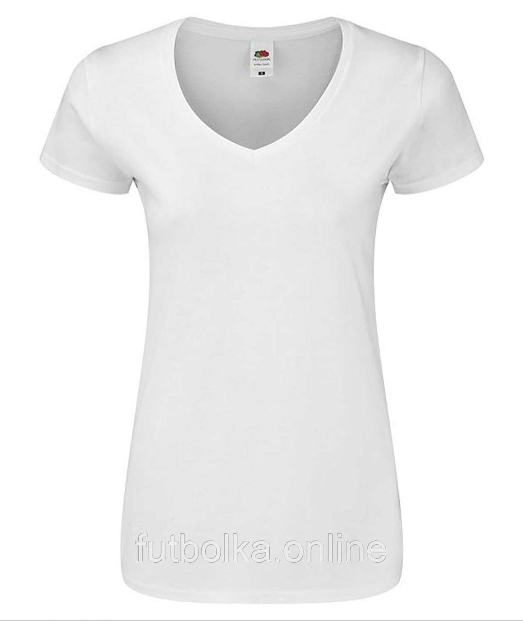 Біла футболка жіноча з V-подібним вирізом Ladies Iconic 150 V Neck T-Shirt Fruit of the loom