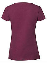 Бордова футболка жіноча преміум якість Ringspun premium T LADY-FIT Fruit of the loom, фото 3