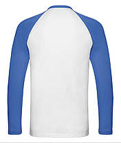 Біла футболка з довгим рукавом чоловіча кольоровий рукав Long sleeve baseball Fruit of the loom, фото 4