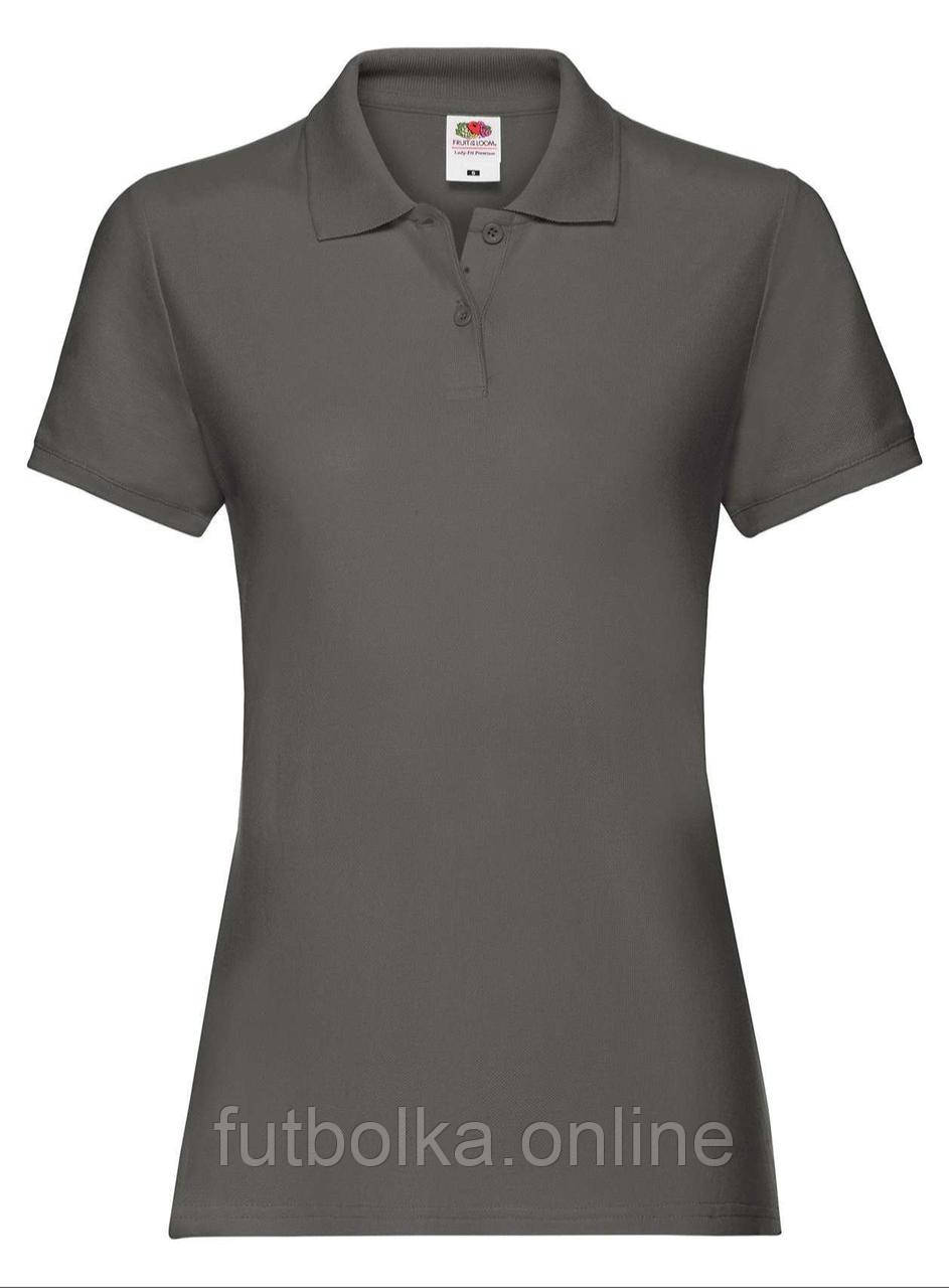 Графітова футболка жіноча поло преміум якість Premium polo lady-fit Fruit of the loom