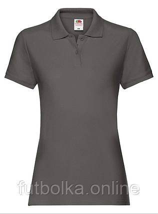 Графітова футболка жіноча поло преміум якість Premium polo lady-fit Fruit of the loom, фото 1