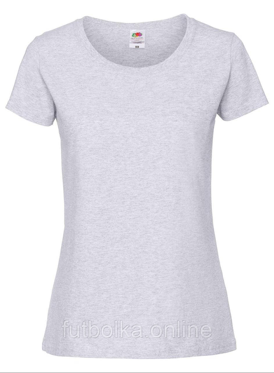 Попільна футболка жіноча преміум якість Ringspun premium T LADY-FIT Fruit of the loom