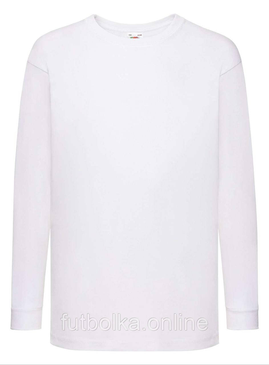 Біла дитяча футболка з довгим рукавом базова Valueweight Long Sleeve T Kids
