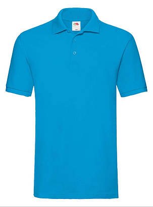 Ультрамаринова футболка поло чоловіча преміум Premium polo Fruit of the loom, фото 1