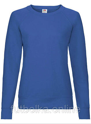 Яскраво-Синій жіночий світшот легкий Lightweight raglan sweat lady-fit Fruit of the loom, фото 1