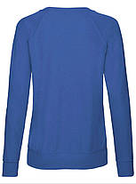 Яскраво-Синій жіночий світшот легкий Lightweight raglan sweat lady-fit Fruit of the loom, фото 3