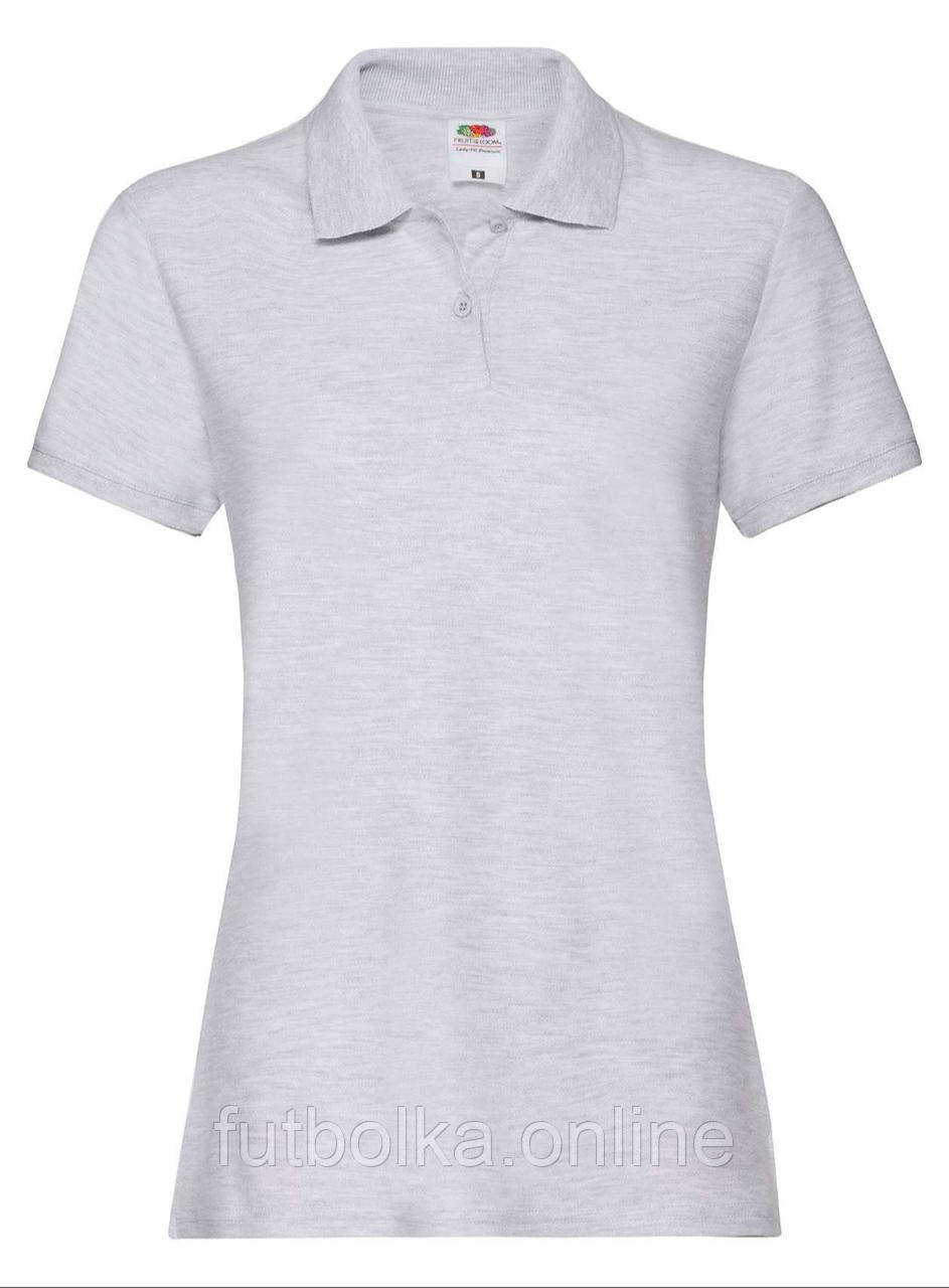 Попільна футболка жіноча поло преміум якість Premium polo lady-fit Fruit of the loom