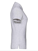 Попільна футболка жіноча поло преміум якість Premium polo lady-fit Fruit of the loom, фото 2