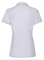 Попільна футболка жіноча поло преміум якість Premium polo lady-fit Fruit of the loom, фото 3