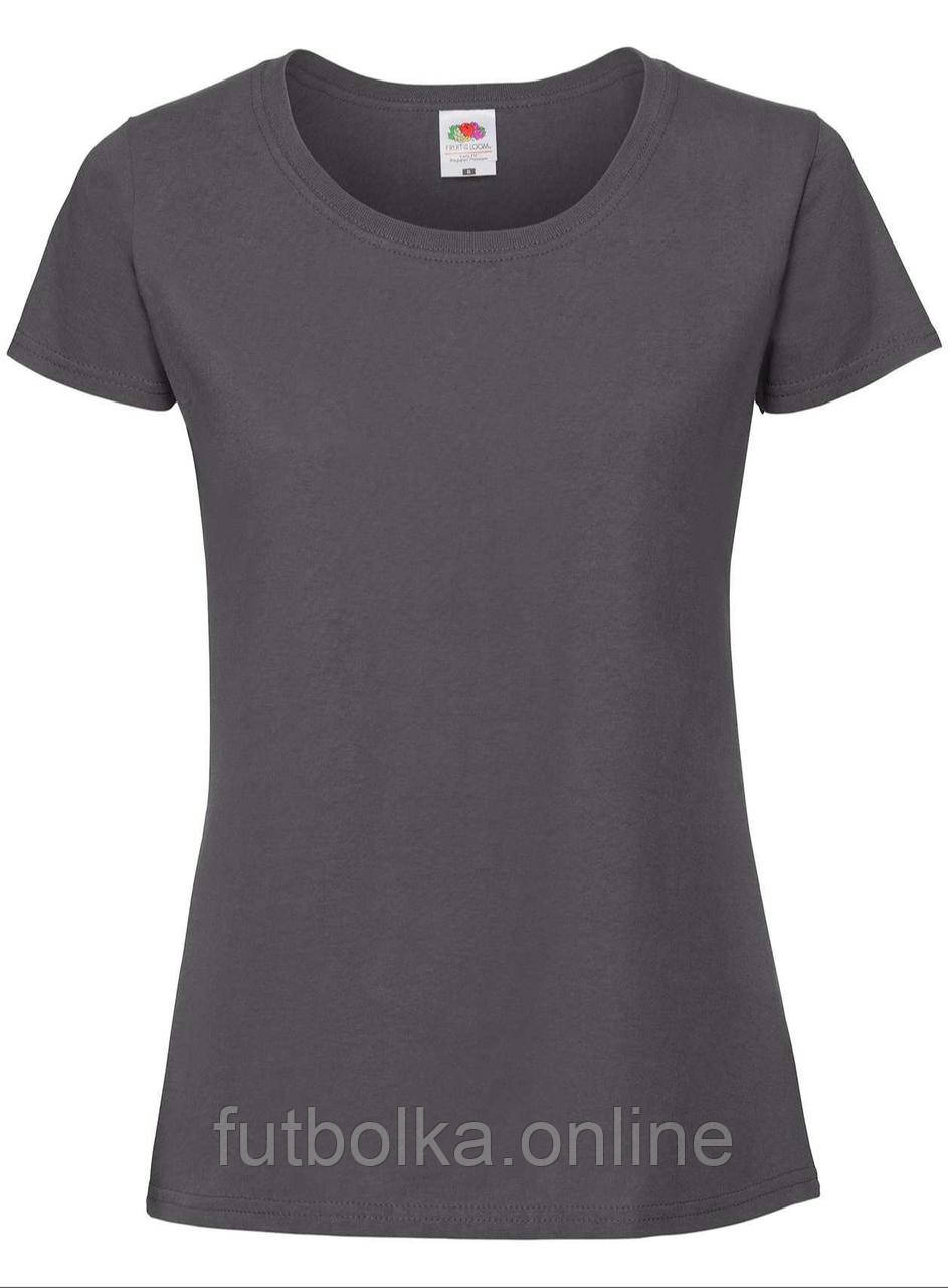 Графітова футболка жіноча преміум якість Ringspun premium T LADY-FIT Fruit of the loom