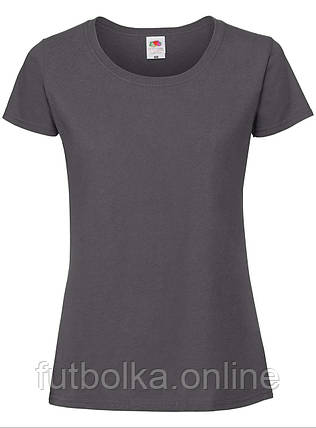 Графітова футболка жіноча преміум якість Ringspun premium T LADY-FIT Fruit of the loom, фото 1