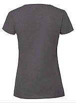 Графітова футболка жіноча преміум якість Ringspun premium T LADY-FIT Fruit of the loom, фото 3