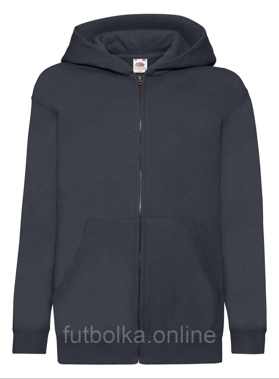 Глибоко Темно-Синя дитяча кофта на блискавці Classic hooded sweat jacket kids Fruit of the loom