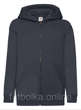 Глибоко Темно-Синя дитяча кофта на блискавці Classic hooded sweat jacket kids Fruit of the loom, фото 1