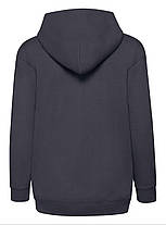 Глибоко Темно-Синя дитяча кофта на блискавці Classic hooded sweat jacket kids Fruit of the loom, фото 4
