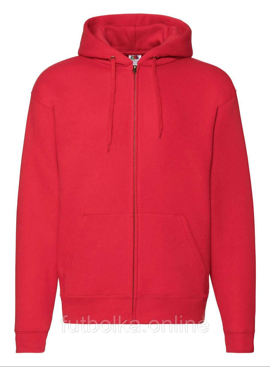Червоний худі чоловічий теплий Premium hooded sweat jacket Fruit of the loom