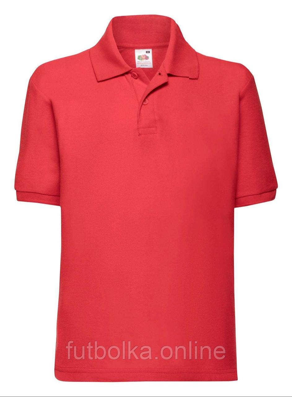 Червона дитяча футболка поло в школу 65/35 Polo kids Fruit of the loom