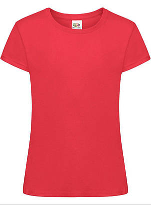 Червона футболка дитяча для дівчинки однотонна Sofspun girls Fruit of the loom, фото 2
