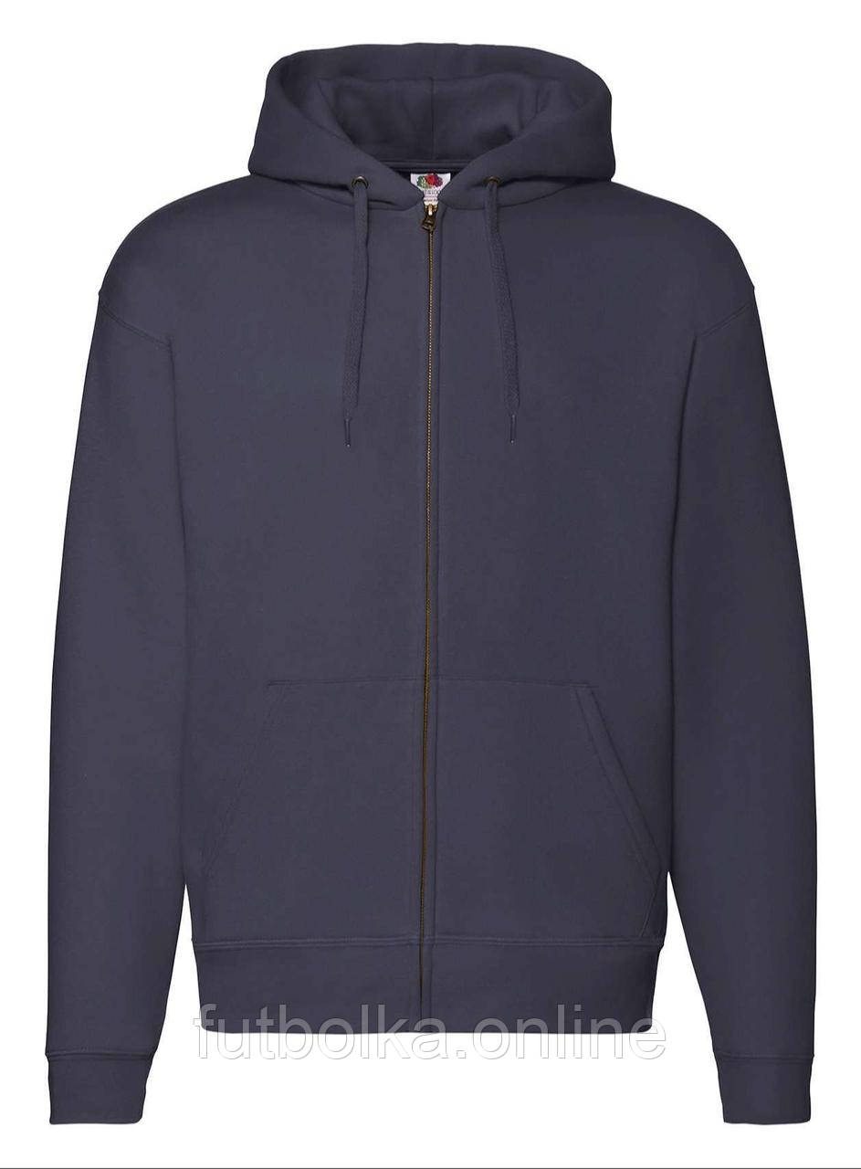 Глибокий Темно-Синій худі чоловічий теплий Premium hooded sweat jacket Fruit of the loom
