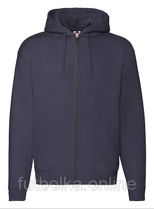 Глибокий Темно-Синій худі чоловічий теплий Premium hooded sweat jacket Fruit of the loom, фото 1