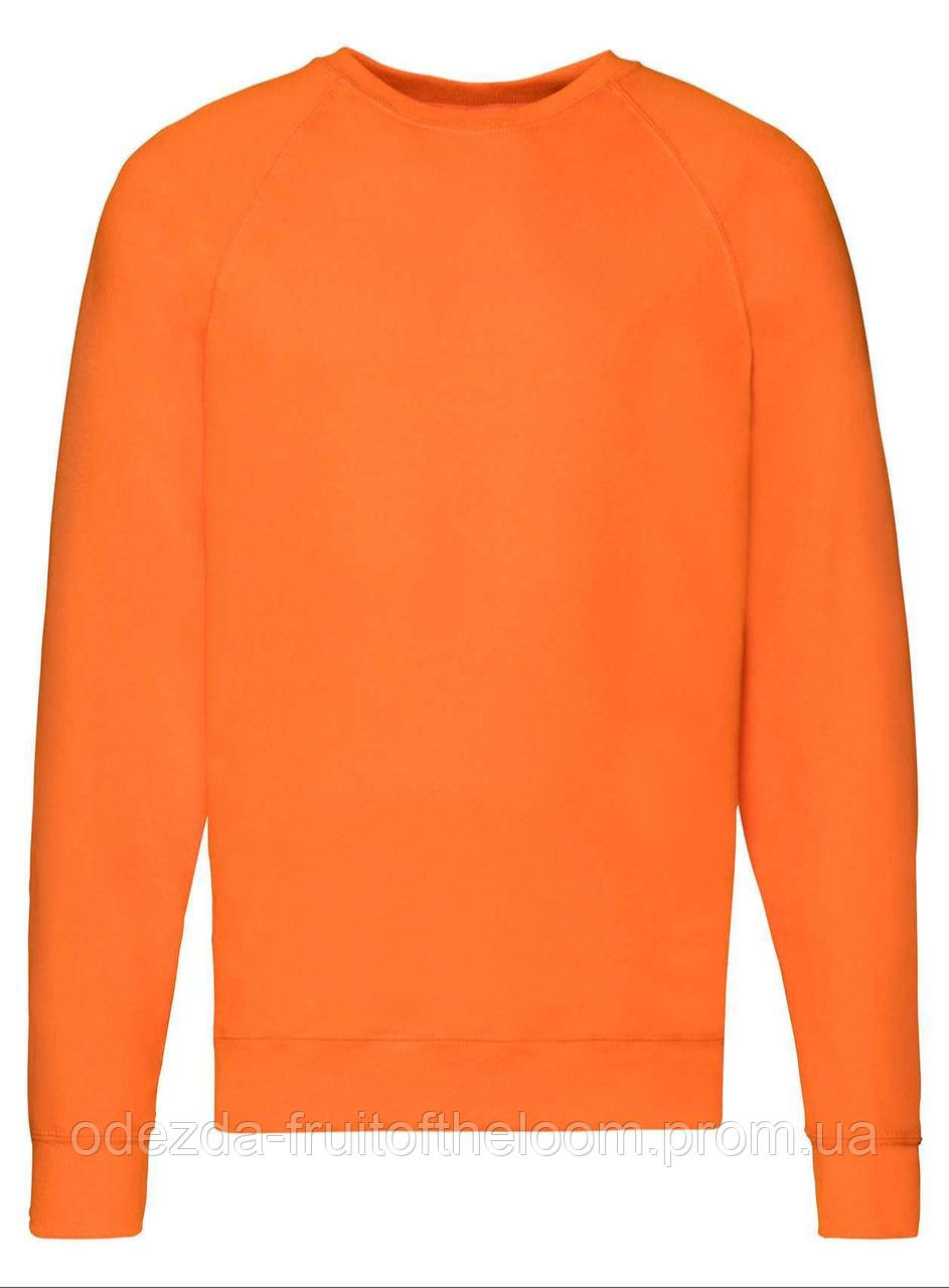 Помаранчевий світшот чоловічий полегшений Lightweight raglan sweat Fruit of the loom