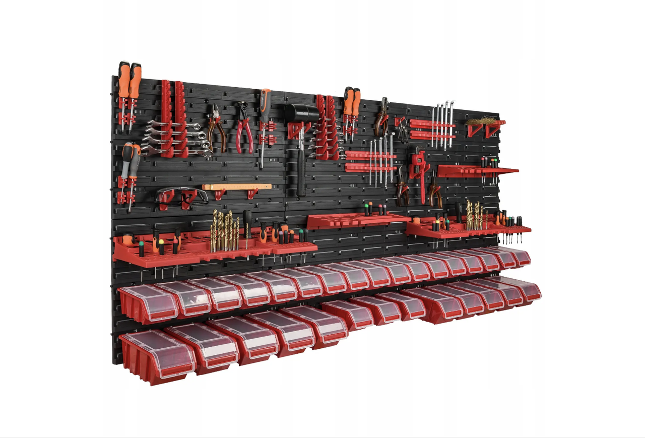 Настінна панель органайзер для інструментів для гаража СТО майстерні 173х78см 34 контейнери, фото 1