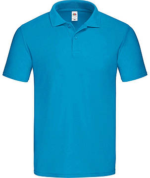 Ультрамаринова футболка поло чоловіча вільна Original polo Fruit of the loom, фото 1