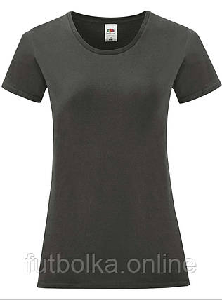 Графітова жіноча футболка легка Ladies Iconic T Fruit of the loom, фото 1