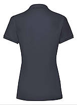 Глибоко Темно-Синя футболка жіноча поло преміум якість Premium polo lady-fit Fruit of the loom, фото 3
