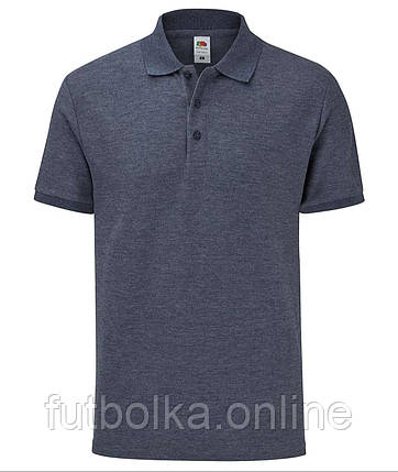 Темно-Синя Меланжева футболка поло чоловіча приталена 65/35 Tailored Fit Polo Fruit of the loom, фото 1
